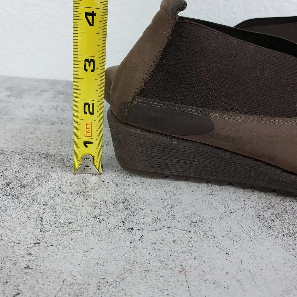The Flexx Leather Comfort Shoes Nubuck Brown Slip-on Wedge size 6.5 Lagenlook